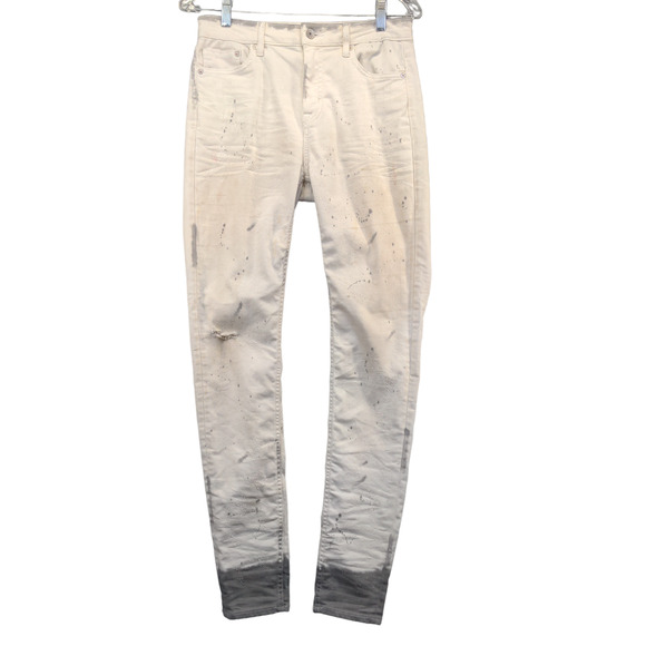 Cult of Individuality Womens Jeans White Gray 27 Gypsy High Rise Paint Splatter - Picture 1 of 14